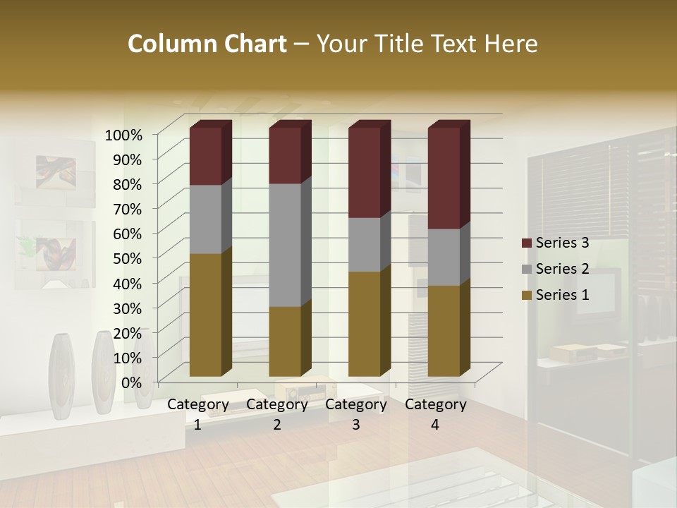 A Living Room With A Television And A Table PowerPoint Template
