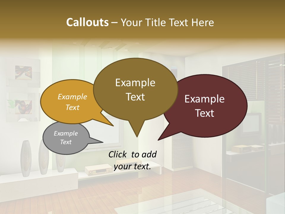 A Living Room With A Television And A Table PowerPoint Template