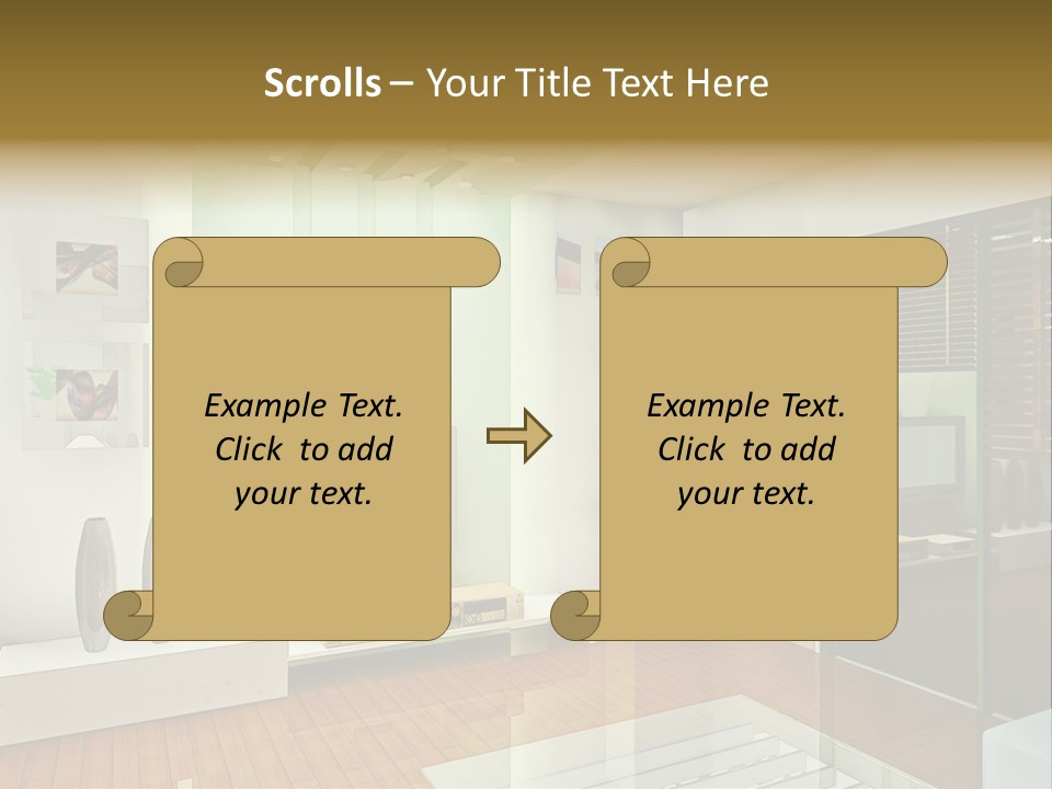 A Living Room With A Television And A Table PowerPoint Template