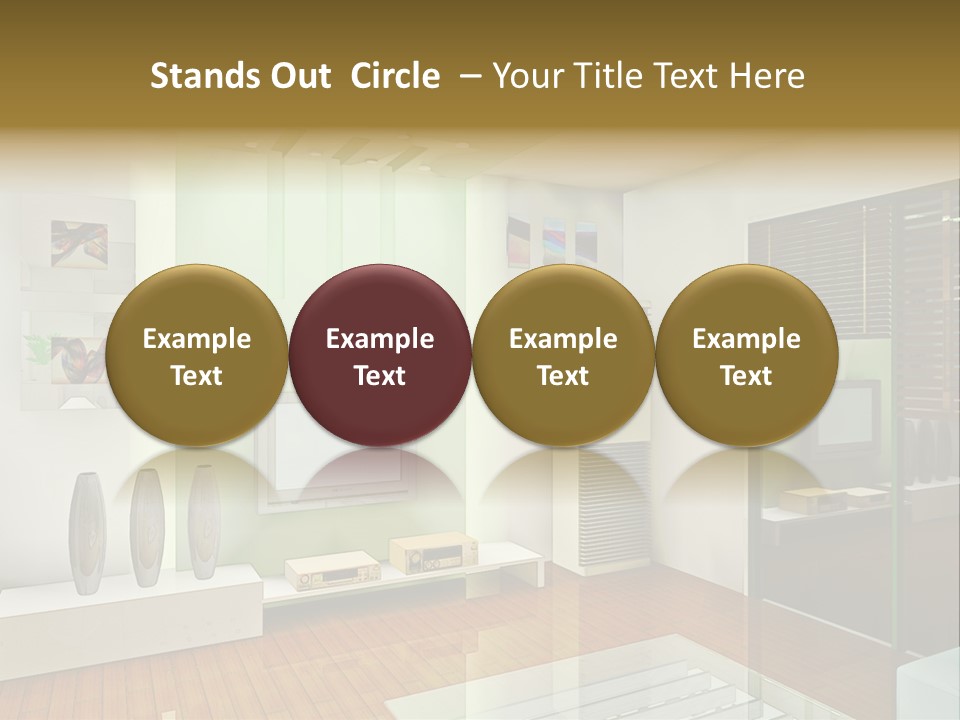 A Living Room With A Television And A Table PowerPoint Template