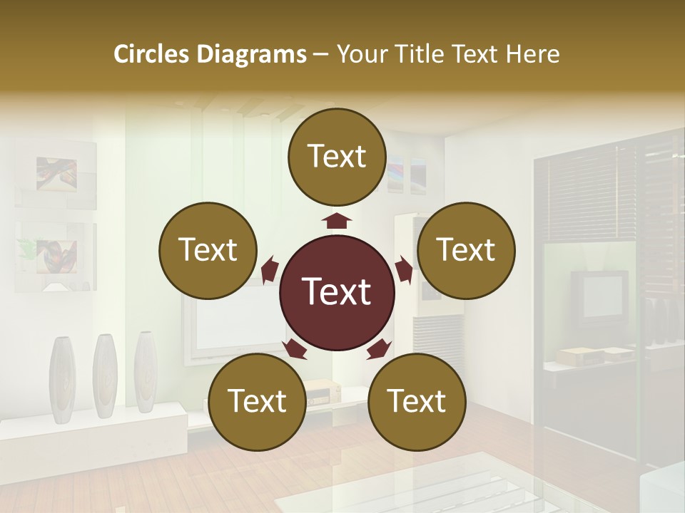 A Living Room With A Television And A Table PowerPoint Template