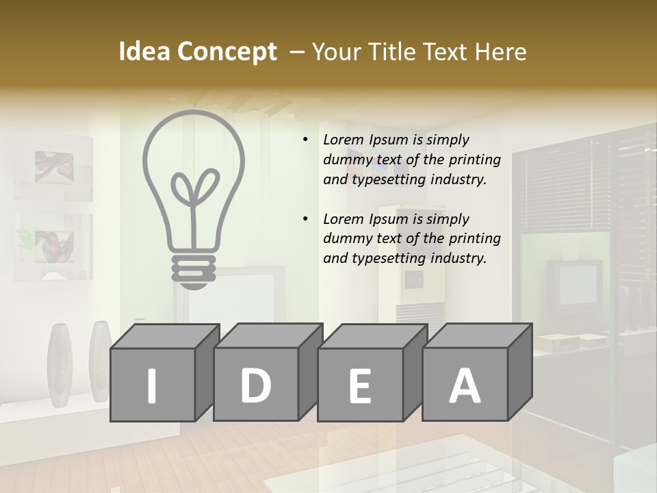 A Living Room With A Television And A Table PowerPoint Template