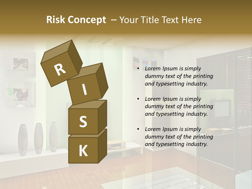 A Living Room With A Television And A Table PowerPoint Template