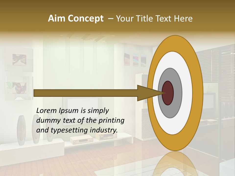 A Living Room With A Television And A Table PowerPoint Template