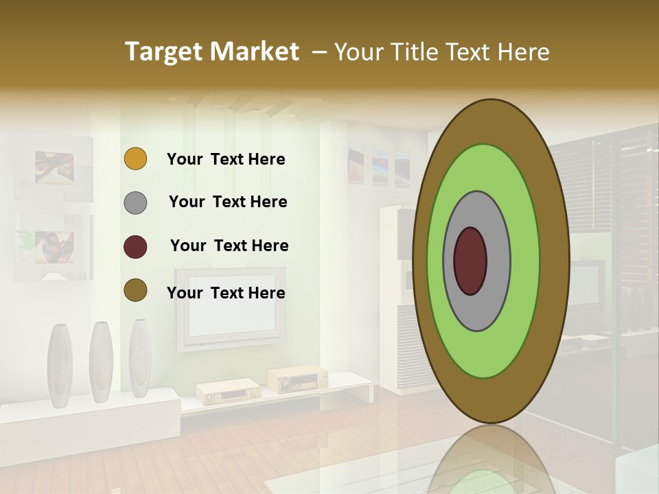 A Living Room With A Television And A Table PowerPoint Template