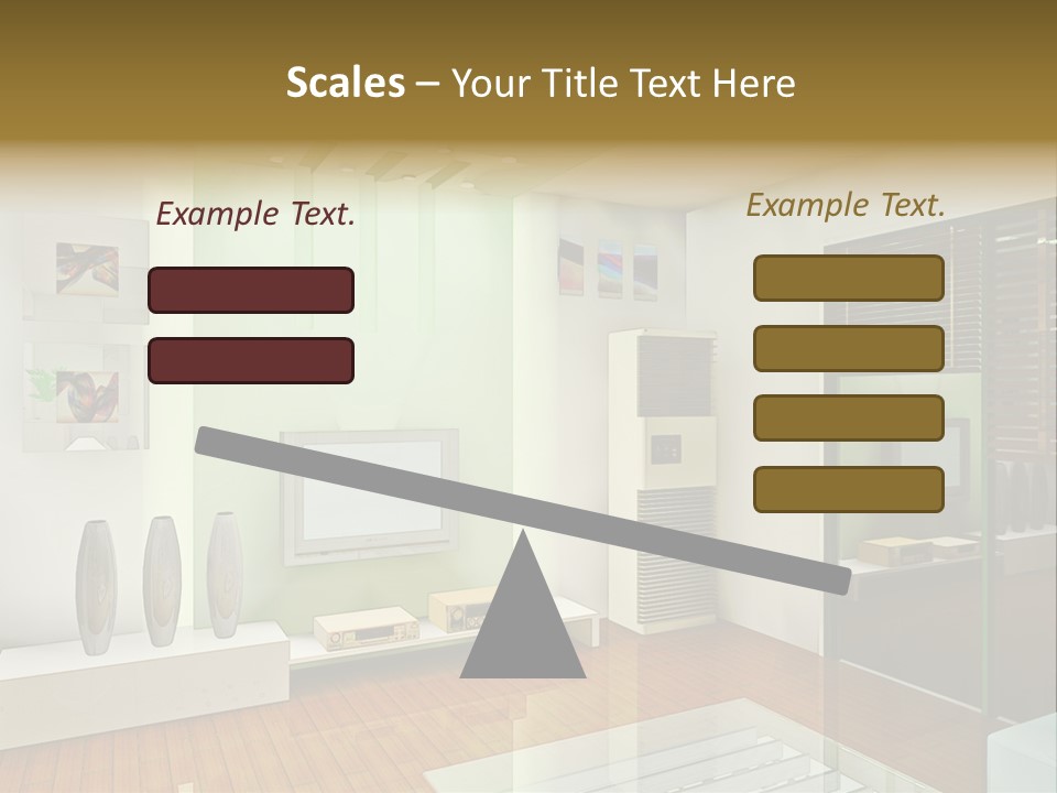 A Living Room With A Television And A Table PowerPoint Template
