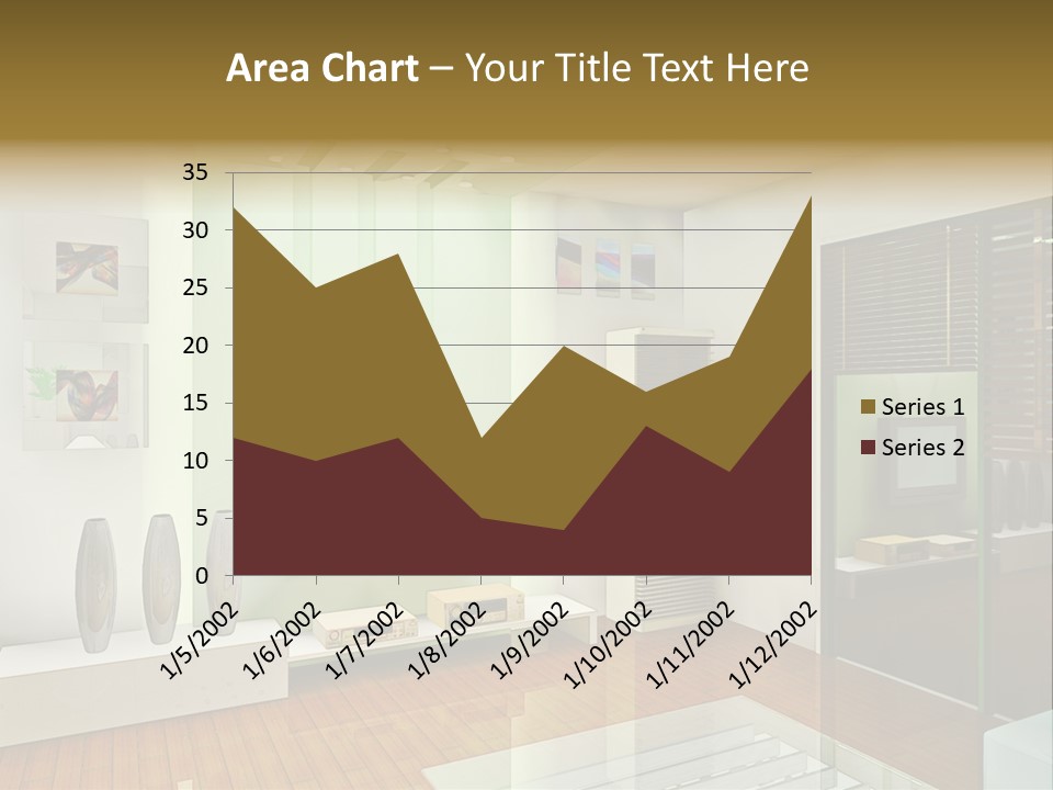A Living Room With A Television And A Table PowerPoint Template