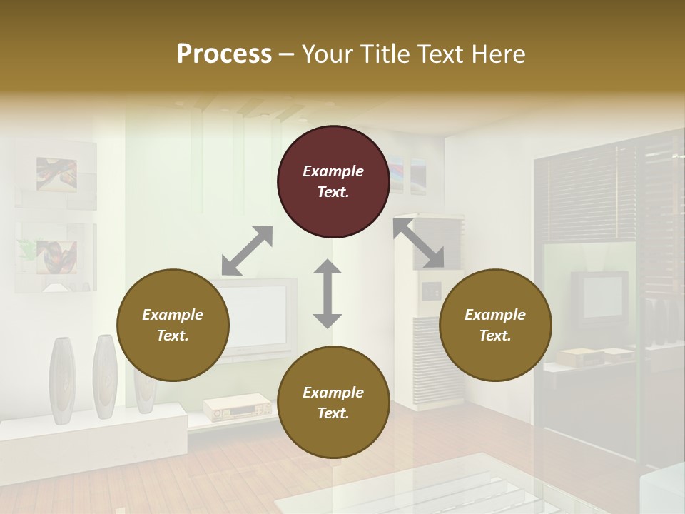 A Living Room With A Television And A Table PowerPoint Template
