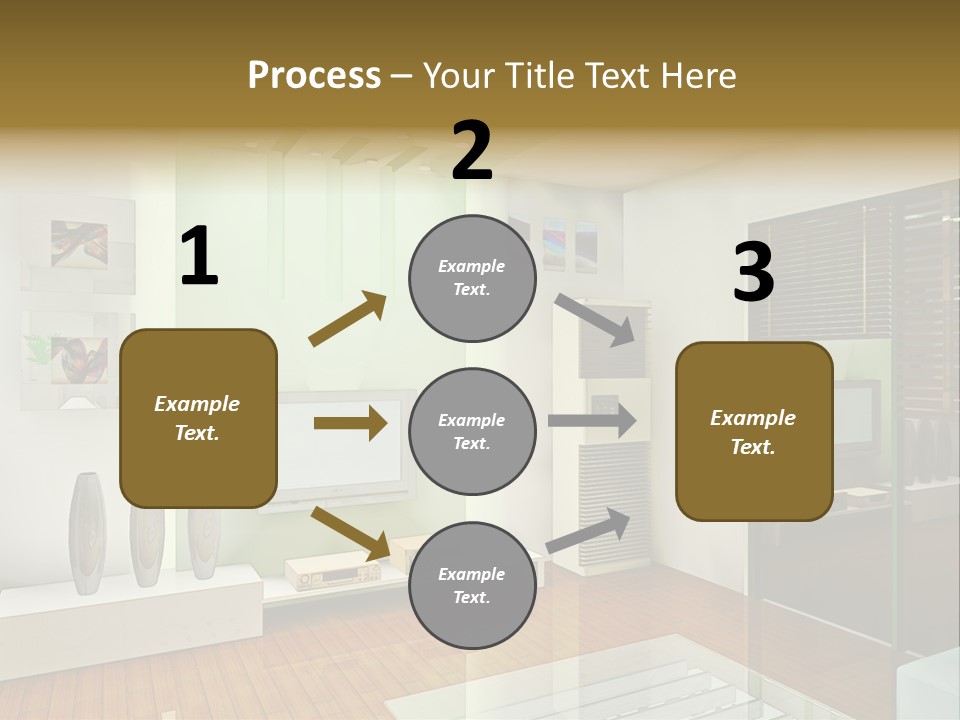 A Living Room With A Television And A Table PowerPoint Template