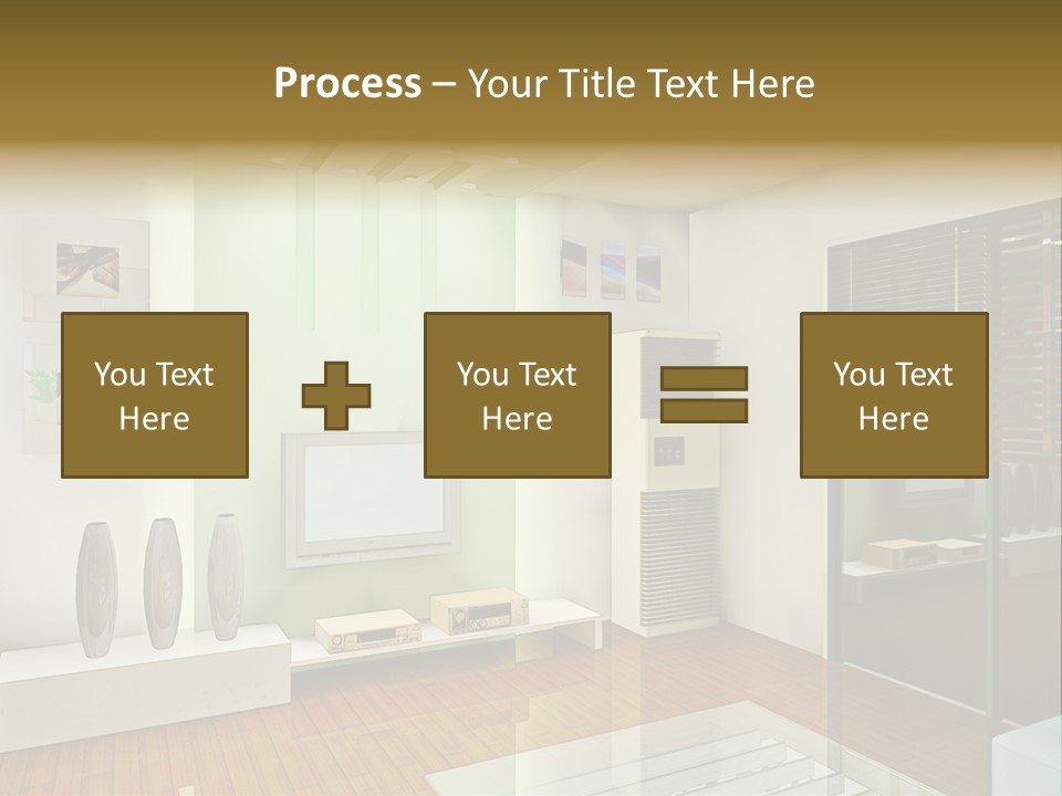 A Living Room With A Television And A Table PowerPoint Template