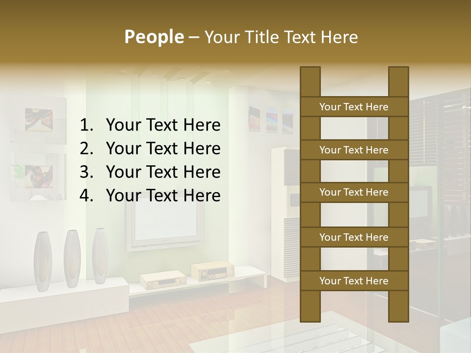 A Living Room With A Television And A Table PowerPoint Template