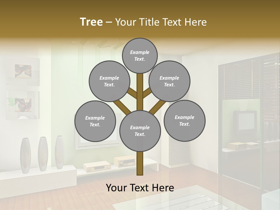 A Living Room With A Television And A Table PowerPoint Template