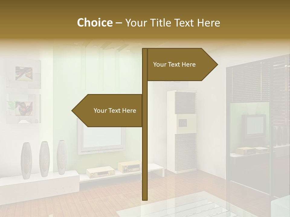 A Living Room With A Television And A Table PowerPoint Template