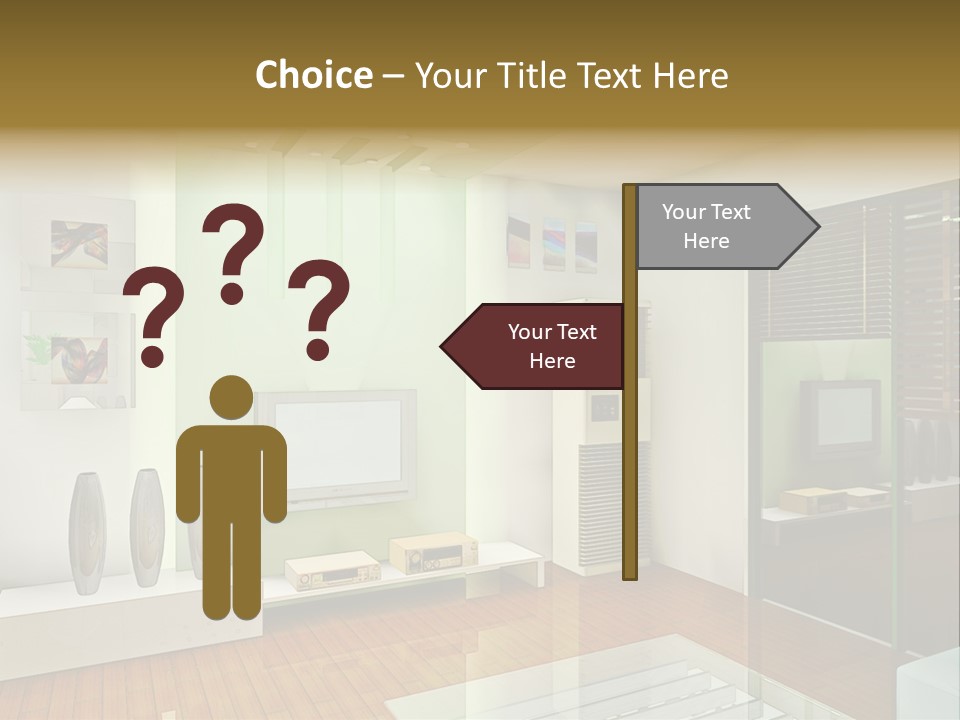 A Living Room With A Television And A Table PowerPoint Template