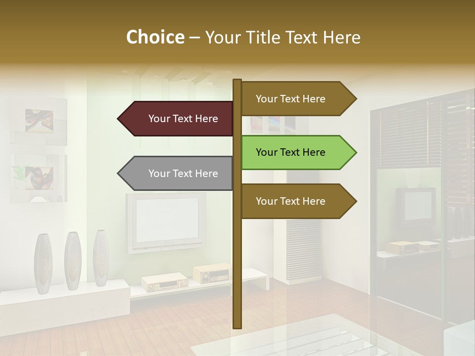 A Living Room With A Television And A Table PowerPoint Template