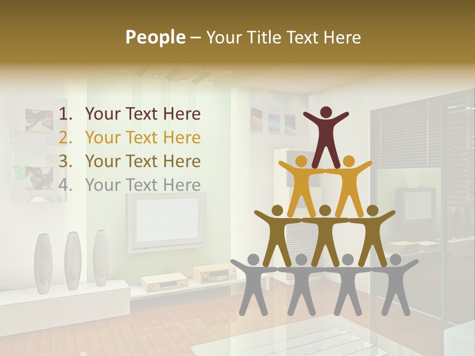 A Living Room With A Television And A Table PowerPoint Template