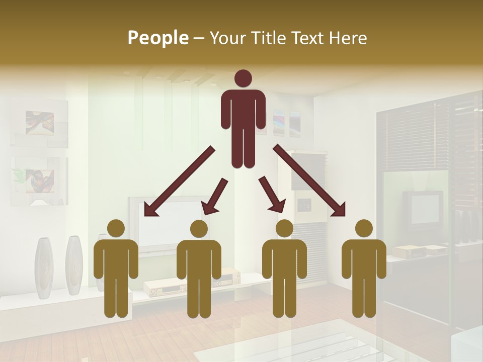 A Living Room With A Television And A Table PowerPoint Template