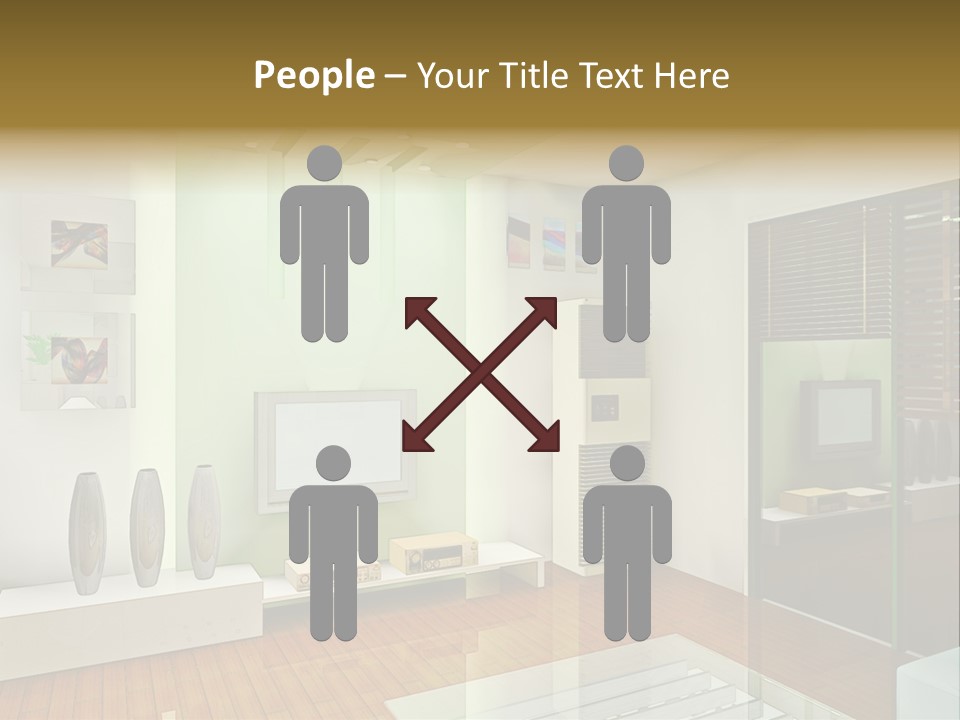 A Living Room With A Television And A Table PowerPoint Template