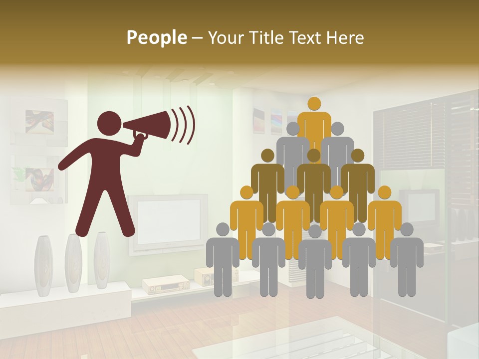 A Living Room With A Television And A Table PowerPoint Template