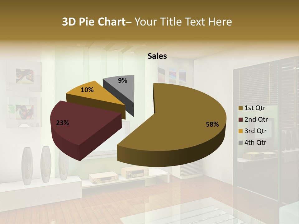 A Living Room With A Television And A Table PowerPoint Template