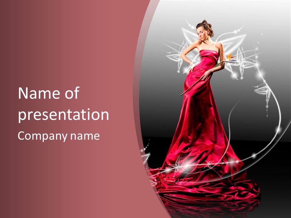 Dress Female Brunette PowerPoint Template