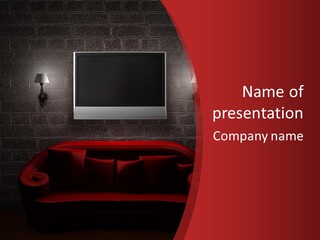A Red Couch Sitting In Front Of A Flat Screen Tv PowerPoint Template