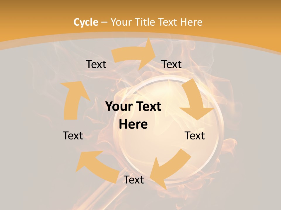 A Magnifying Glass On Fire With Smoke Coming Out Of It PowerPoint Template