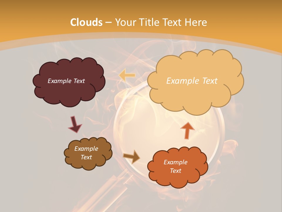 A Magnifying Glass On Fire With Smoke Coming Out Of It PowerPoint Template