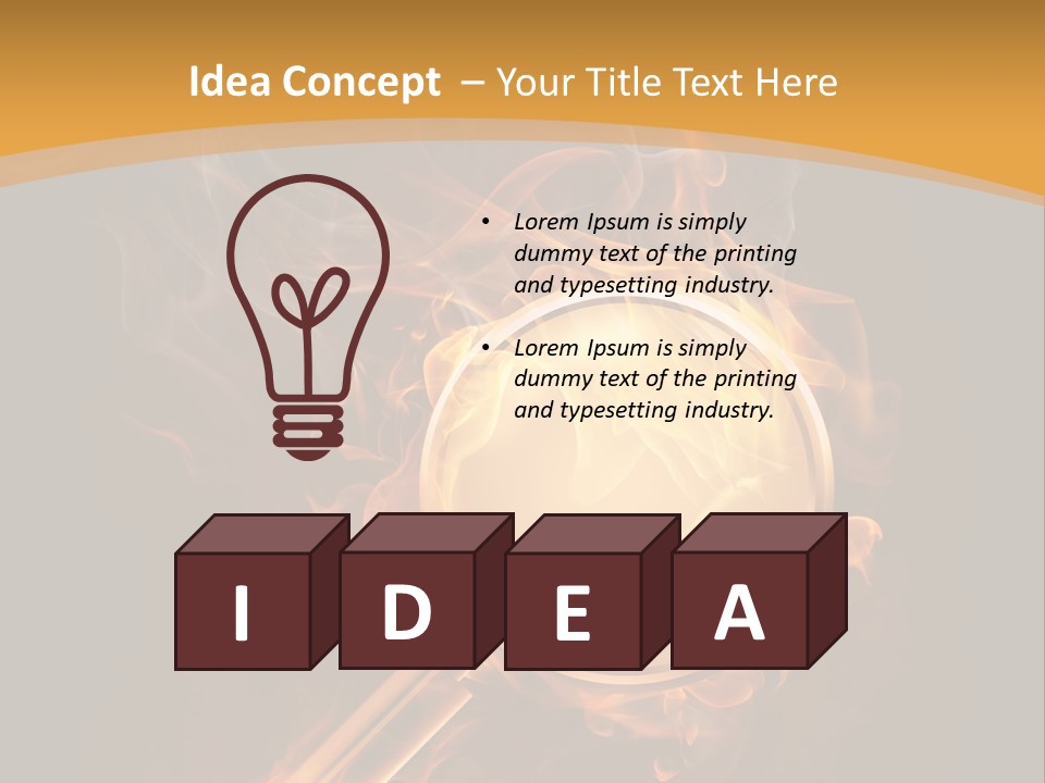 A Magnifying Glass On Fire With Smoke Coming Out Of It PowerPoint Template