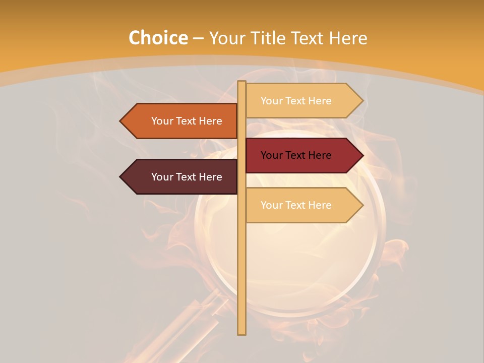 A Magnifying Glass On Fire With Smoke Coming Out Of It PowerPoint Template