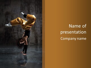 A Couple Of People Doing A Handstand On A Dance Floor PowerPoint Template