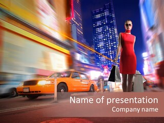 Sunglasses Woman Manhattan PowerPoint Template