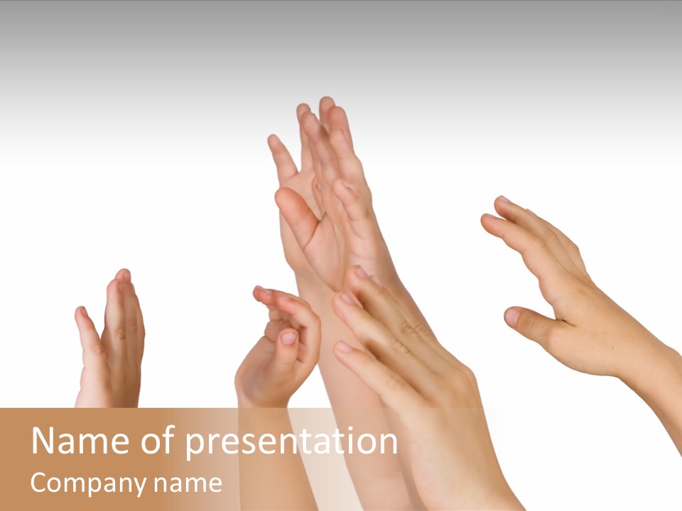 A Group Of Hands Reaching Up Into The Air PowerPoint Template