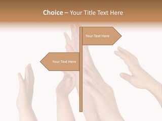 A Group Of Hands Reaching Up Into The Air PowerPoint Template
