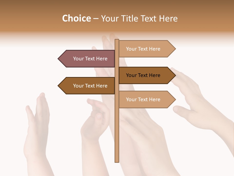 A Group Of Hands Reaching Up Into The Air PowerPoint Template