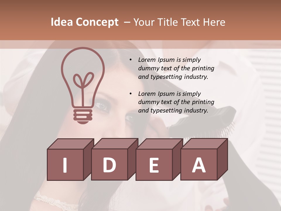 Hairstylist Caucasian Hairdryer PowerPoint Template