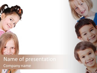 A Group Of Children With A White Background PowerPoint Template