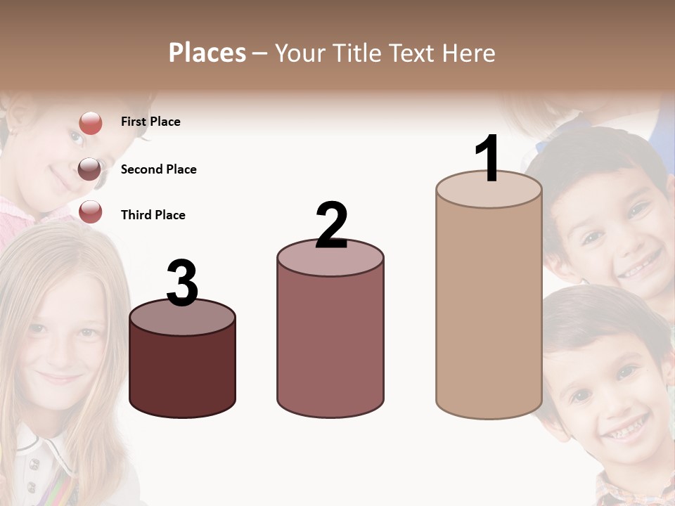 A Group Of Children With A White Background PowerPoint Template