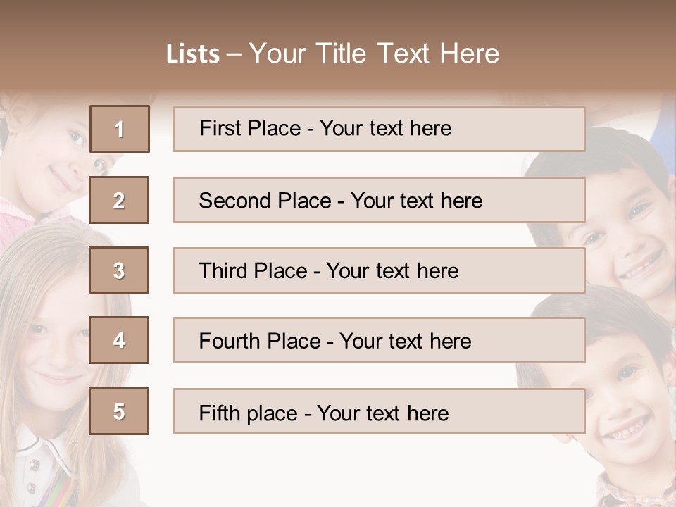 A Group Of Children With A White Background PowerPoint Template