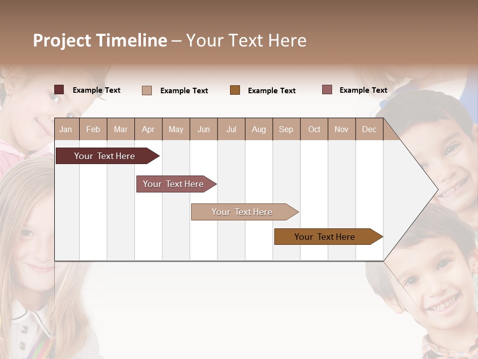 A Group Of Children With A White Background PowerPoint Template