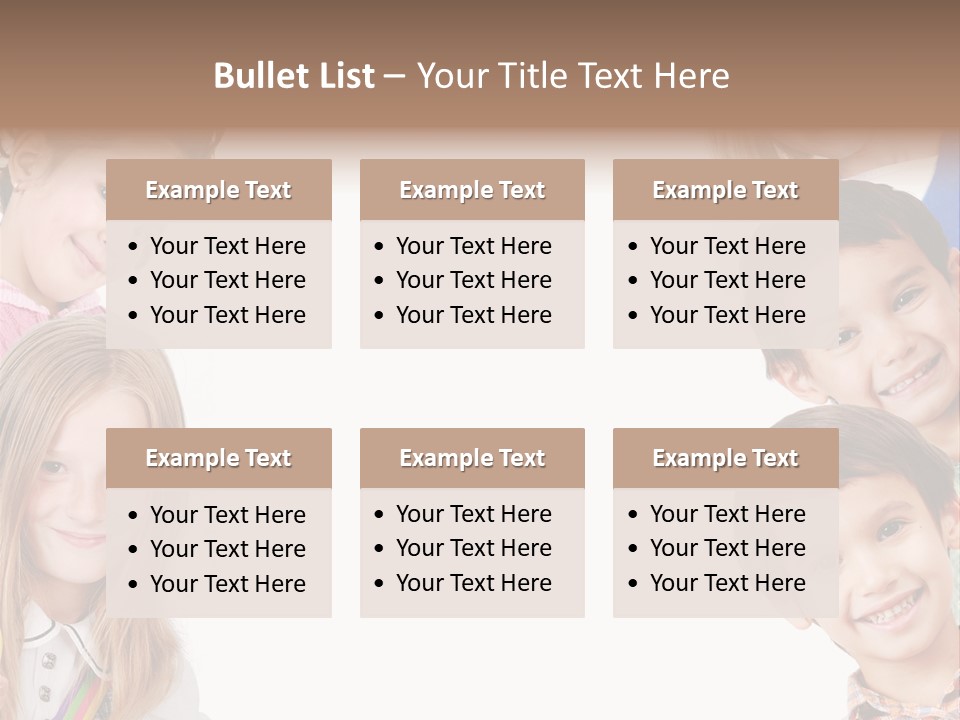 A Group Of Children With A White Background PowerPoint Template