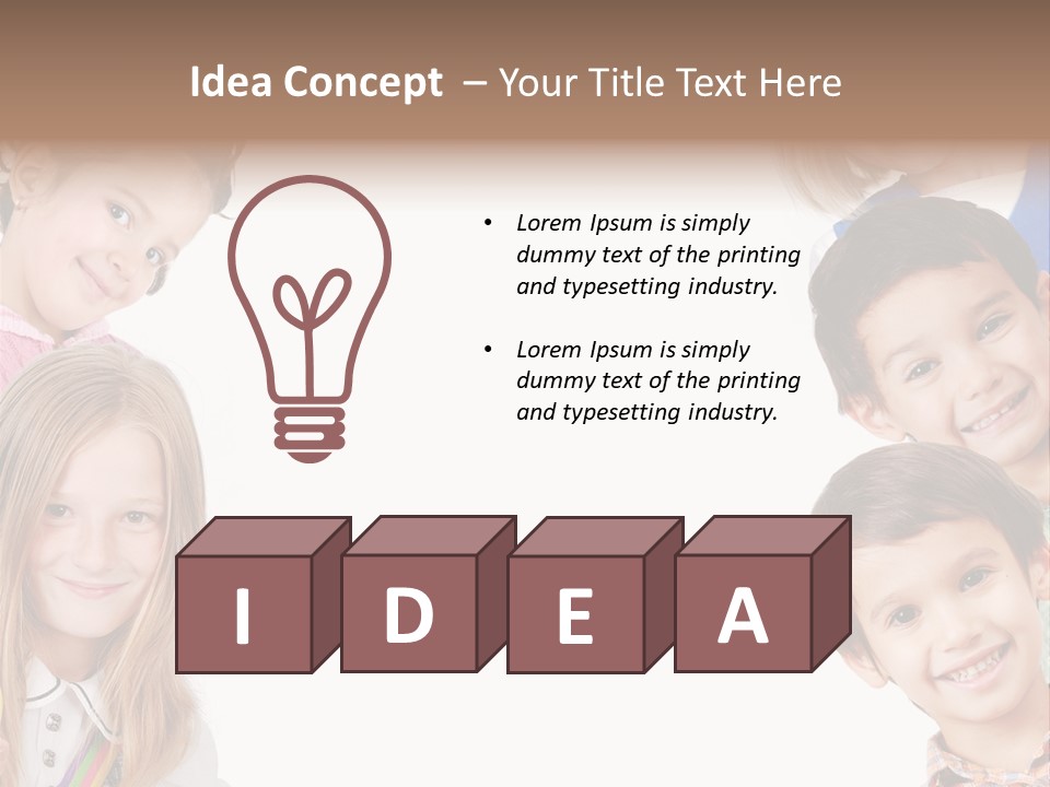 A Group Of Children With A White Background PowerPoint Template