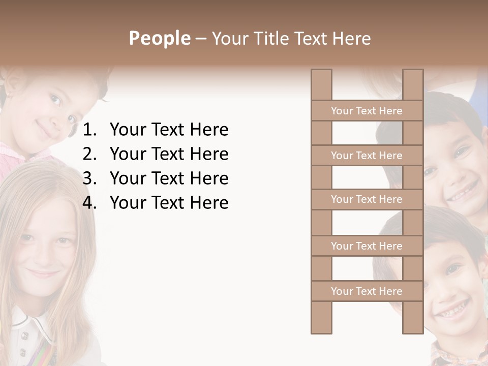 A Group Of Children With A White Background PowerPoint Template