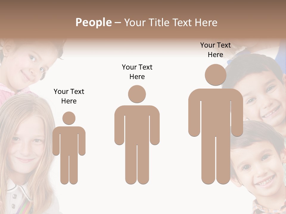 A Group Of Children With A White Background PowerPoint Template