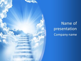 A Stairway Leading To The Sky With Clouds In The Background PowerPoint Template