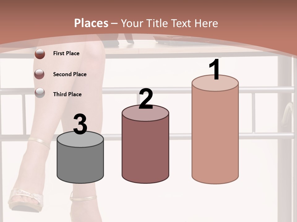 A Woman Sitting On A Desk Using A Laptop Computer PowerPoint Template