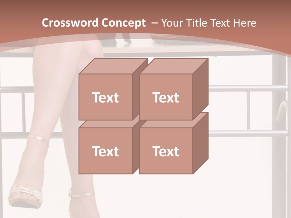 A Woman Sitting On A Desk Using A Laptop Computer PowerPoint Template