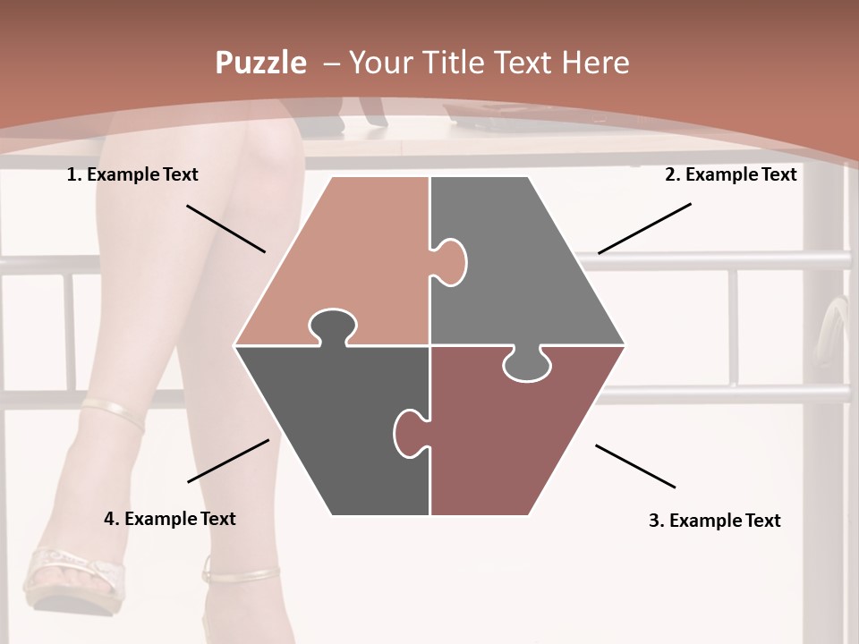 A Woman Sitting On A Desk Using A Laptop Computer PowerPoint Template