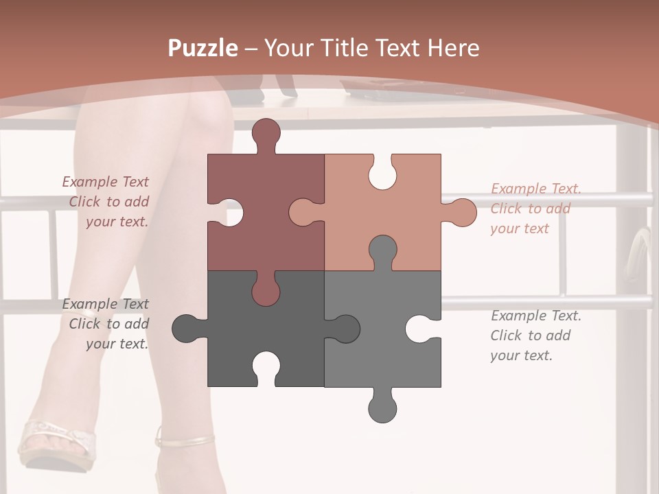 A Woman Sitting On A Desk Using A Laptop Computer PowerPoint Template