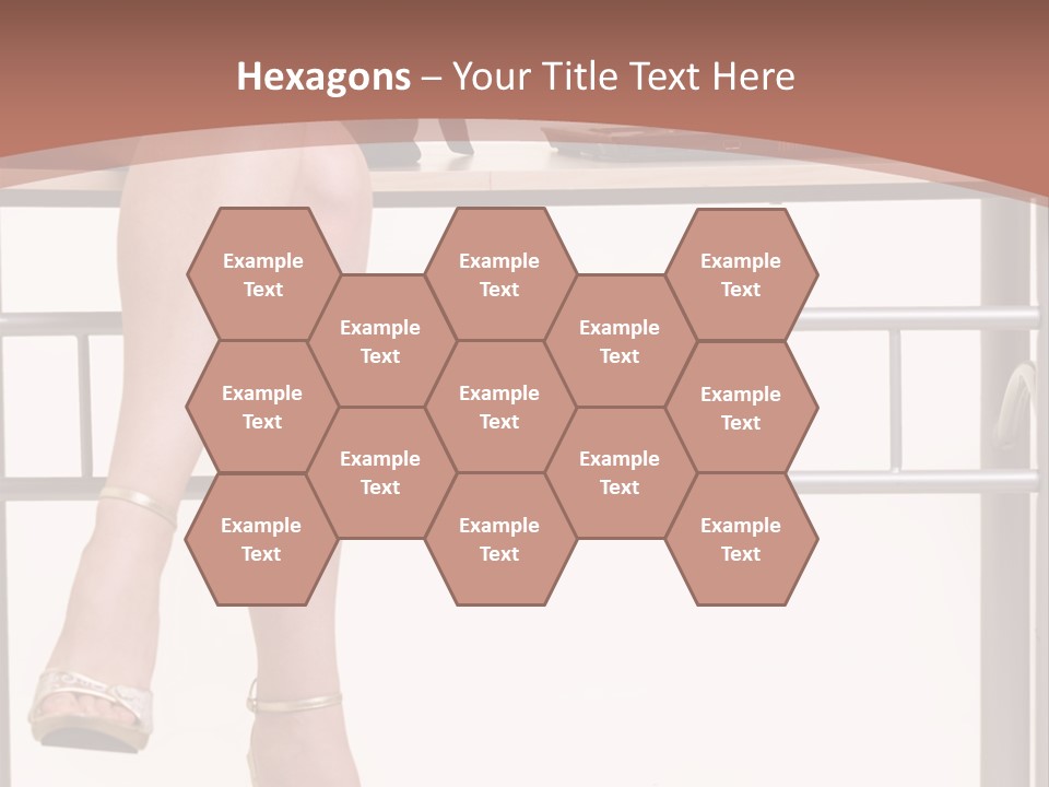 A Woman Sitting On A Desk Using A Laptop Computer PowerPoint Template